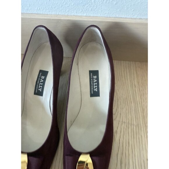 Bally Women's Vintage Maroon Purple Gold Suede Slip-On Pumps High Heels 7.5 - Picture 4 of 7